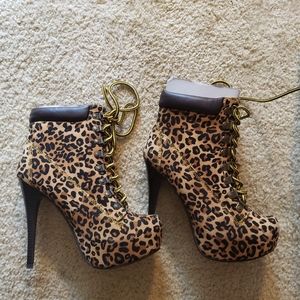 Leopard ankle boots never worn
